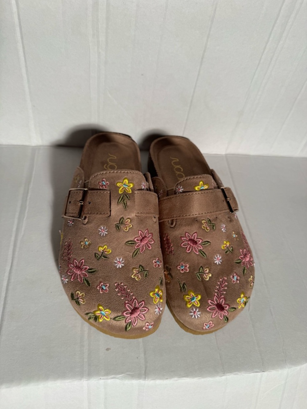 Sugar Pink Floral Embroidered Slip-On Sandals